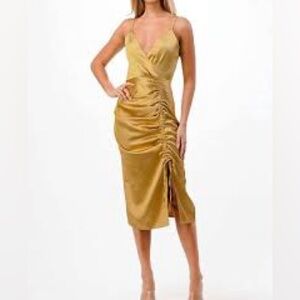 NWT Dance And Marvel Gold Midi Dress Size S